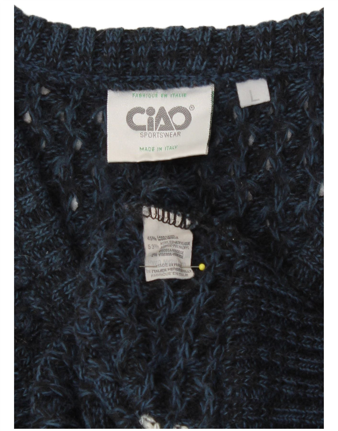 Ciao Maglione da uomo con scollo a V, grande, in acrilico color block blu