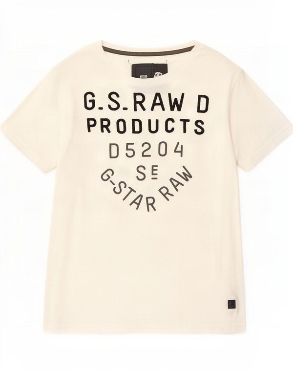G-Star T-shirt grafica da donna UK 14 Large White Cotton