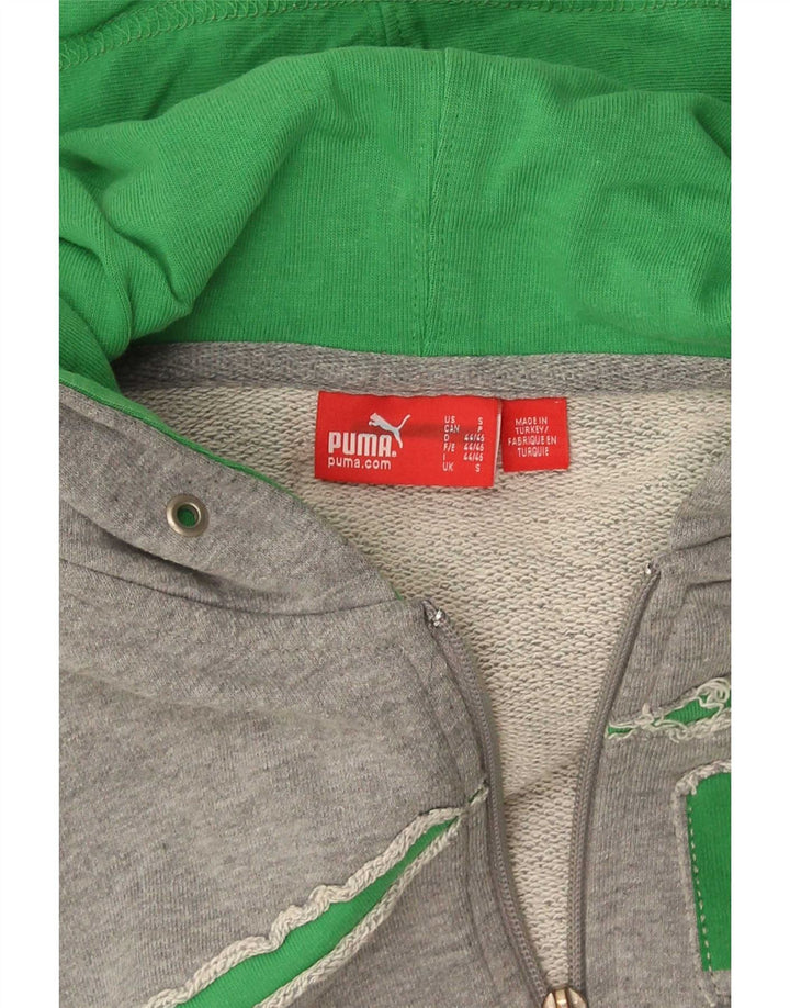 Felpa con cappuccio e zip senza maniche grafica Puma da uomo piccola grigia