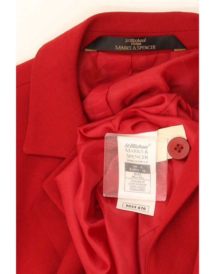 Giacca blazer lunga Marks & Spencer da donna St. Michael UK 8 piccola rossa