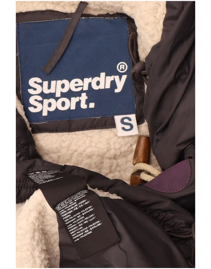 Cappotto imbottito in sherpa con cappuccio da uomo Superdry UK 10 piccolo poliestere grigio