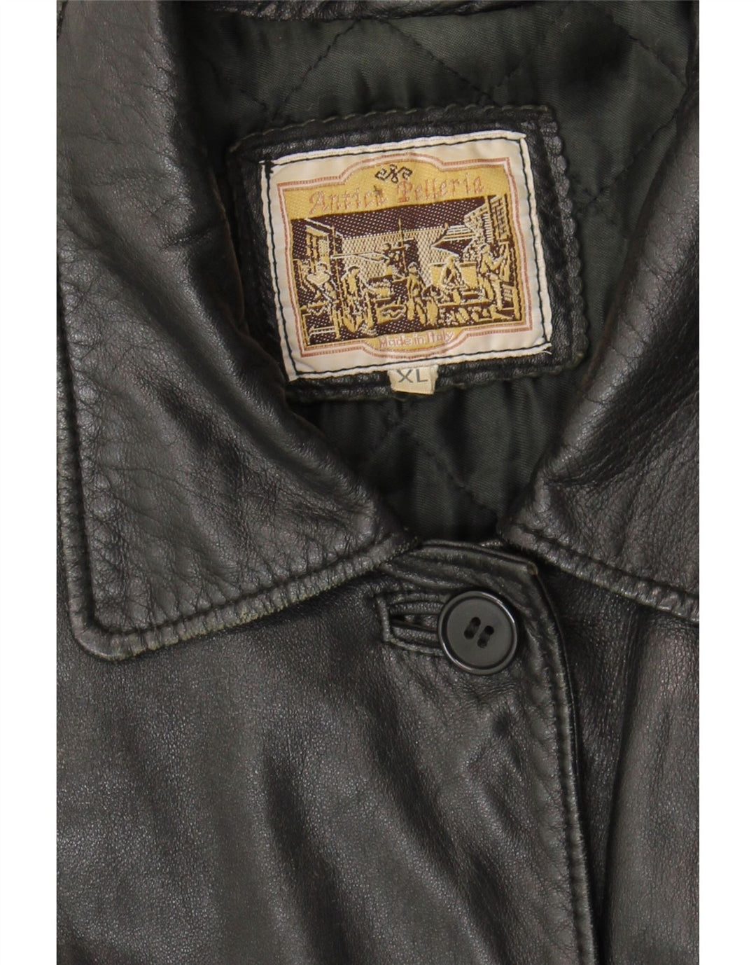 ANTICA PELLERIA Womens Leather Jacket UK 18 XL Black Leather Vintage Antica Pelleria and Second-Hand Antica Pelleria from Messina Hembry 