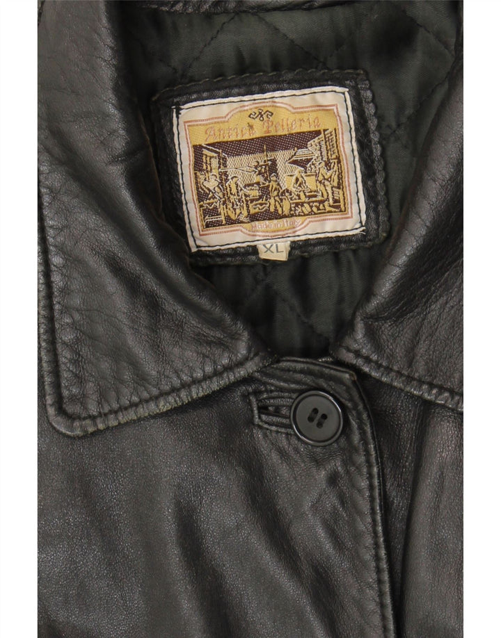 ANTICA PELLERIA Womens Leather Jacket UK 18 XL Black Leather Vintage Antica Pelleria and Second-Hand Antica Pelleria from Messina Hembry 