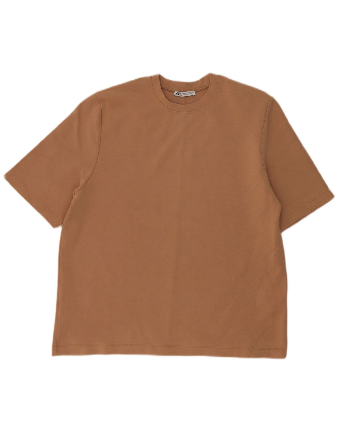T-shirt Zara da donna Top UK 14 cotone beige medio