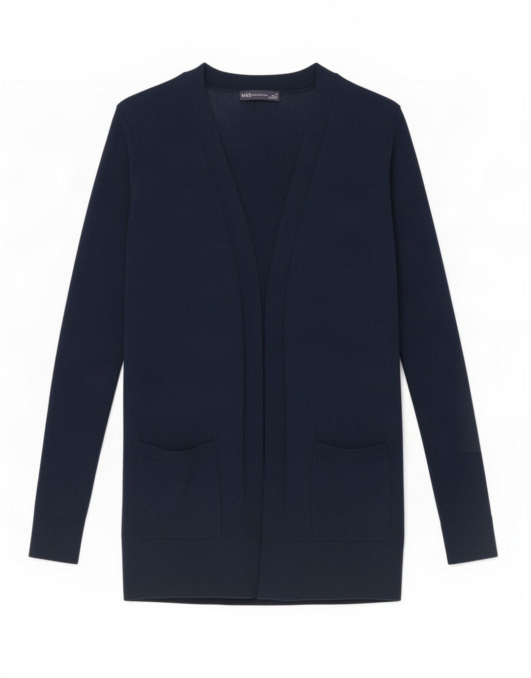 Maglione cardigan aperto da donna Marks & Spencer UK 10 piccolo cotone blu navy