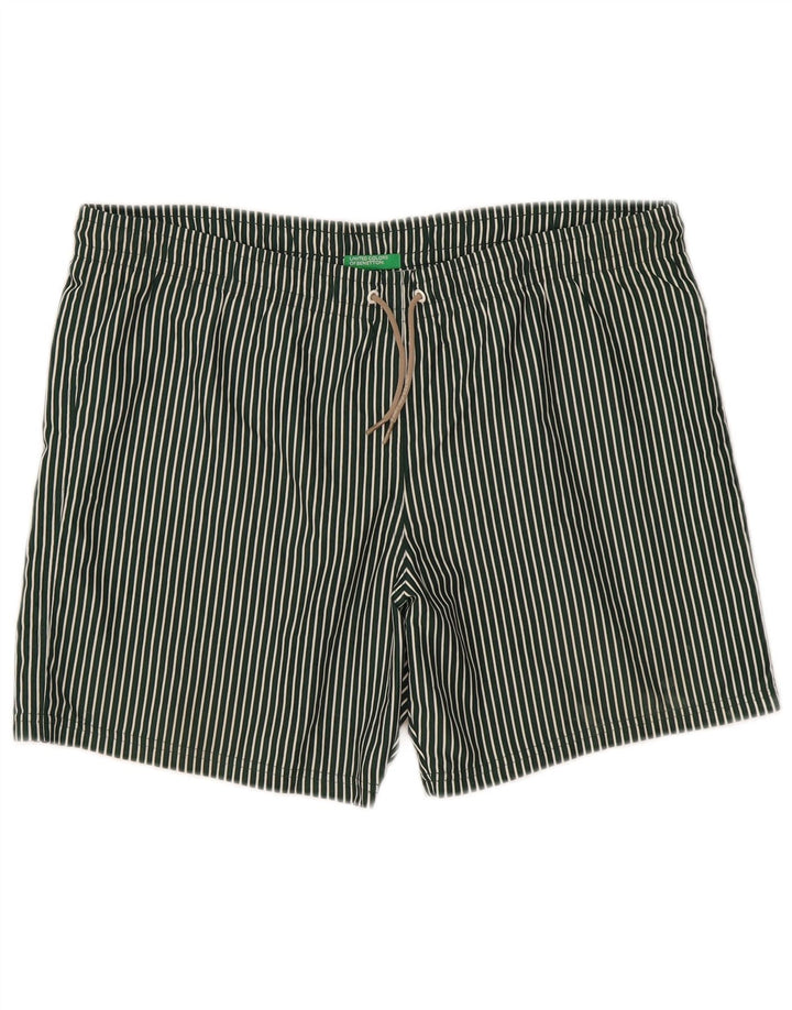 Pantaloncini da bagno da uomo Benetton a righe grandi verdi