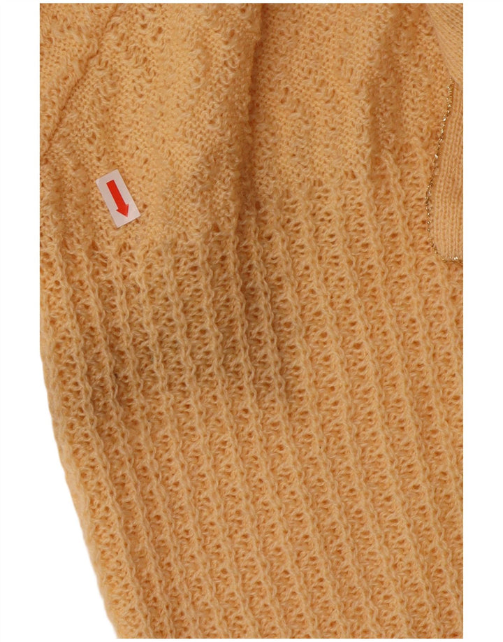 Maglione maglione girocollo da donna VINTAGE UK 10 piccolo giallo