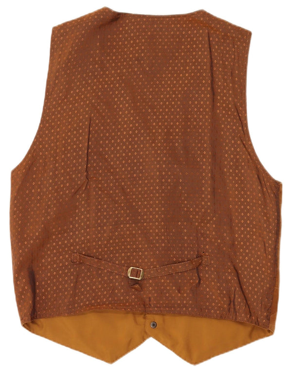 Gilet da uomo VINTAGE in pelle scamosciata grande pelle patchwork marrone