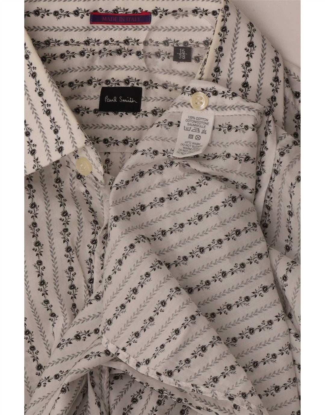 Camicia formale da uomo Paul Smith taglia 38 15 cotone floreale bianco medio
