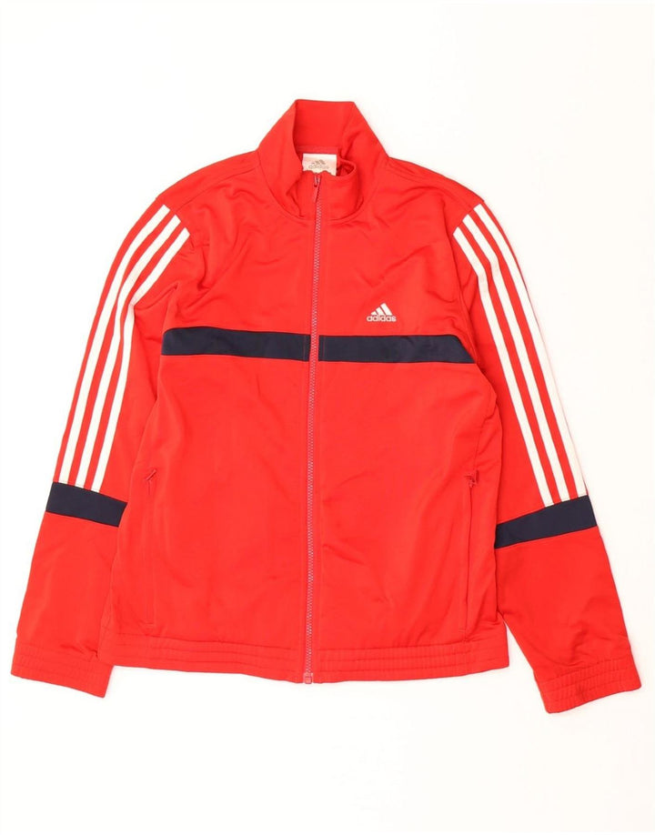 Giacca superiore della tuta da ragazzo ADIDAS 13-14 anni Poliestere color block rosso