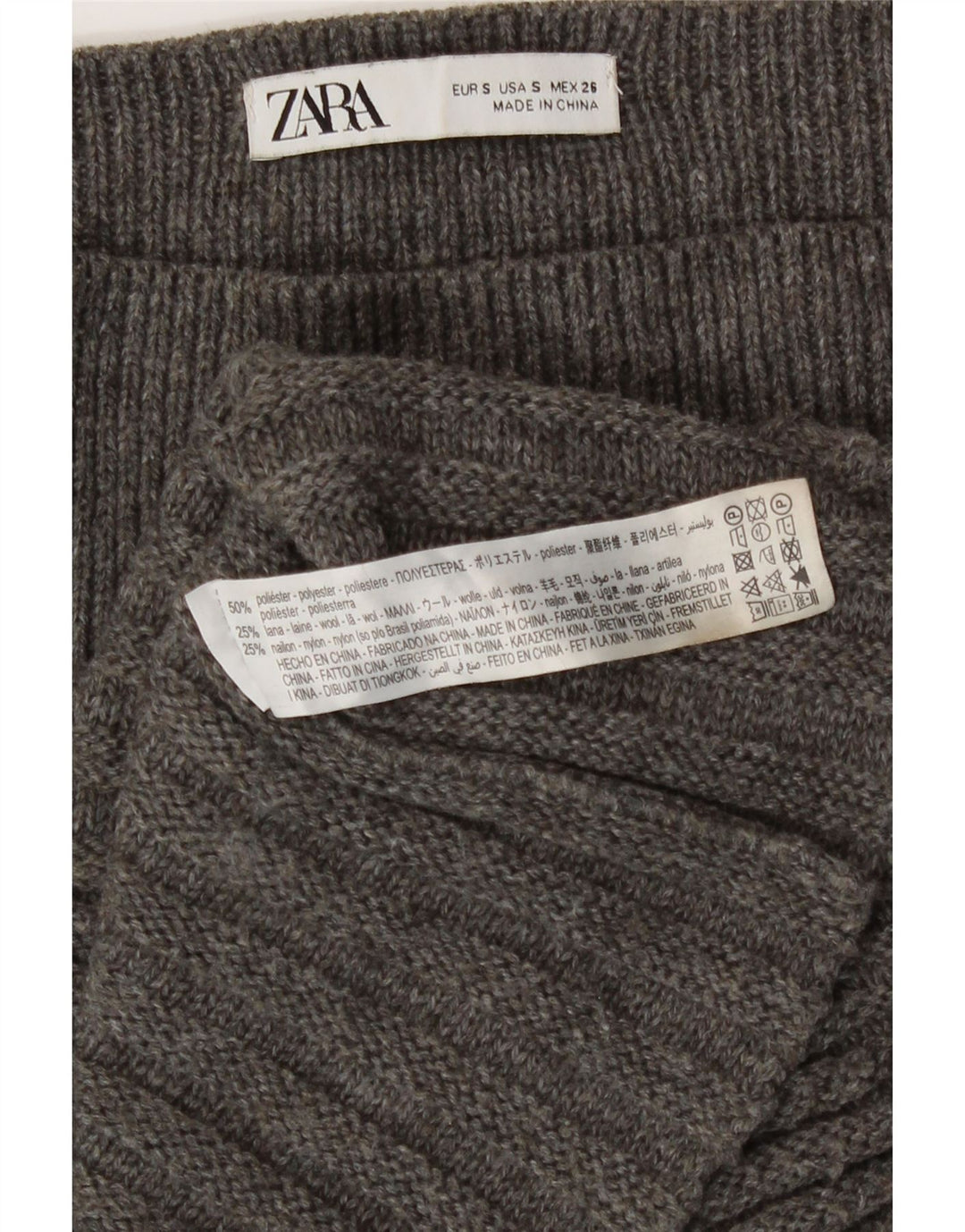 Gonna a trapezio in maglia da donna Zara piccola W26 poliestere grigio