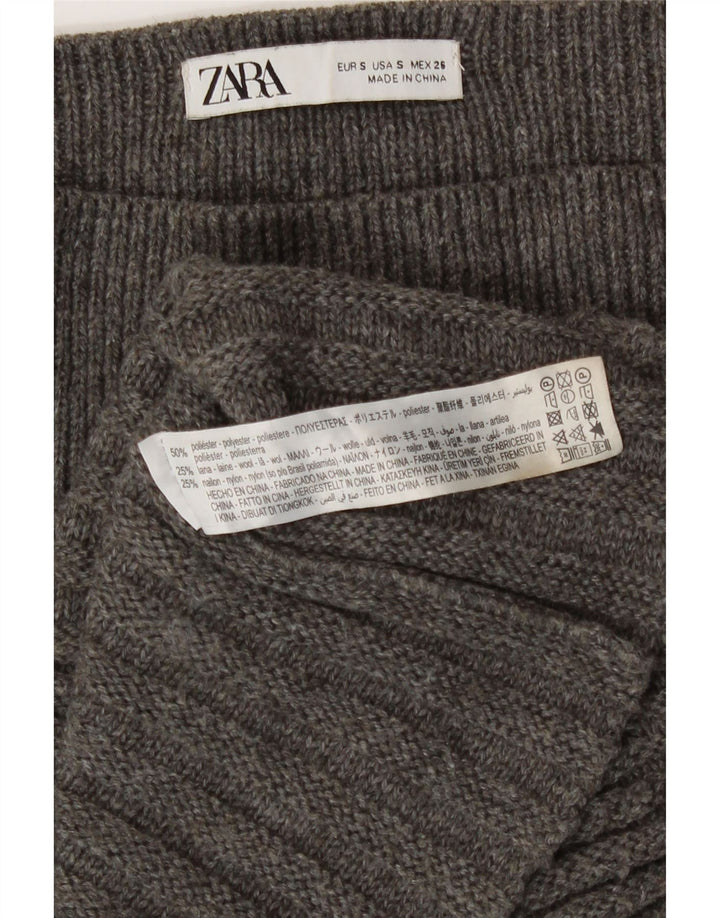 Gonna a trapezio in maglia da donna Zara piccola W26 poliestere grigio