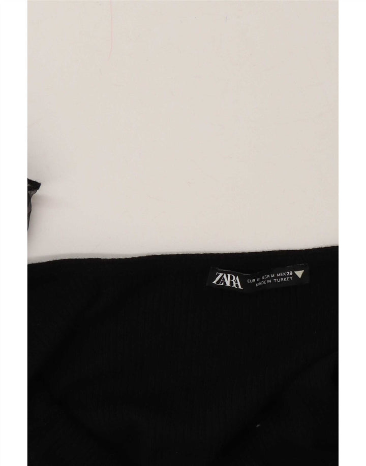 Top corto Zara da donna con volant sul davanti UK 12 medio nero