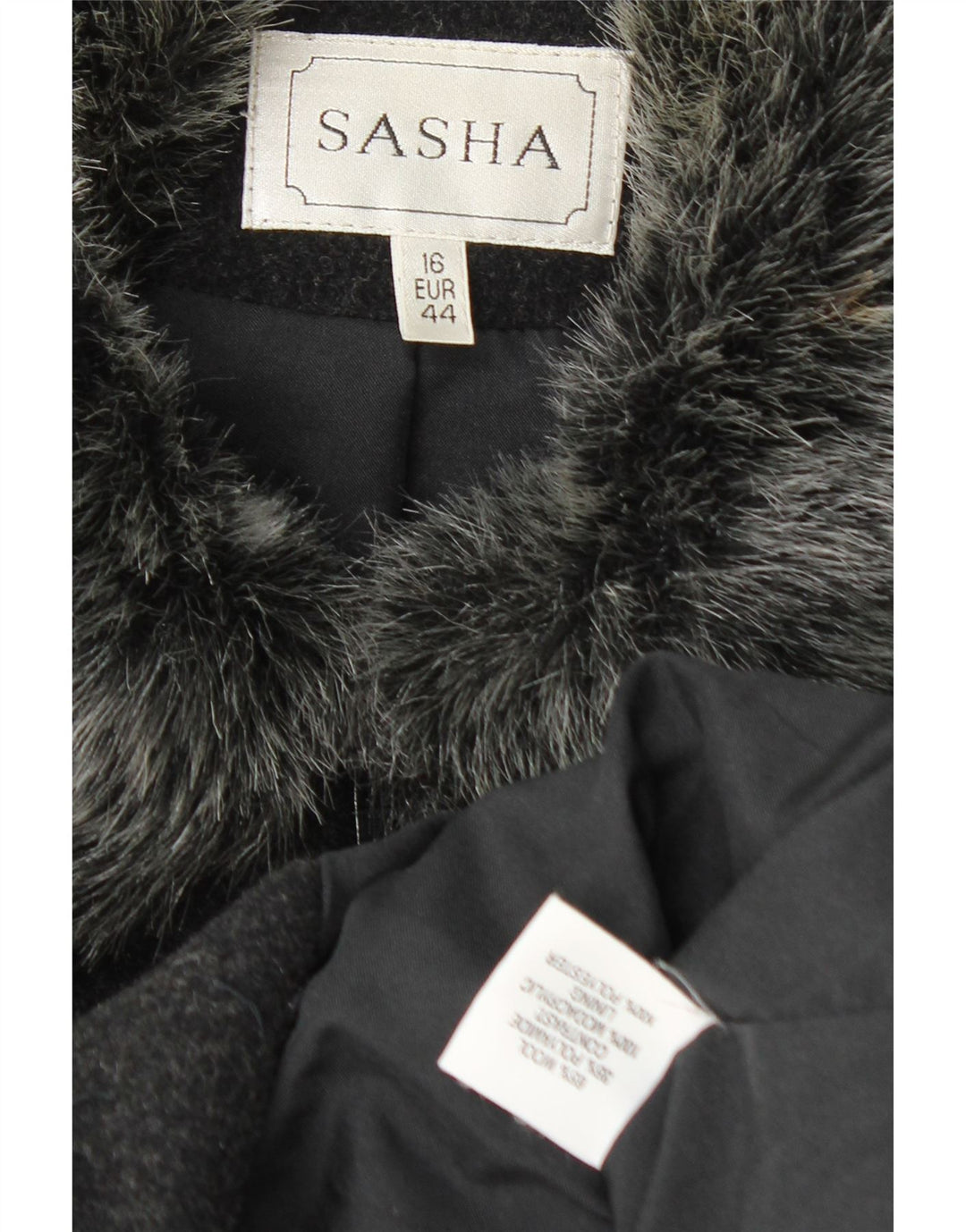 Giubbotto bomber da donna Sasha UK 16 grande lana nera