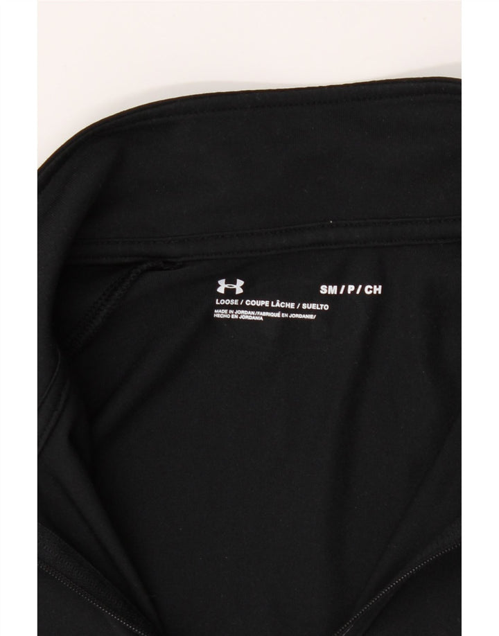 UNDER ARMOUR Mens Zip Neck Pullover Tracksuit Top Small Black Polyester Vintage Under Armour and Second-Hand Under Armour from Messina Hembry 