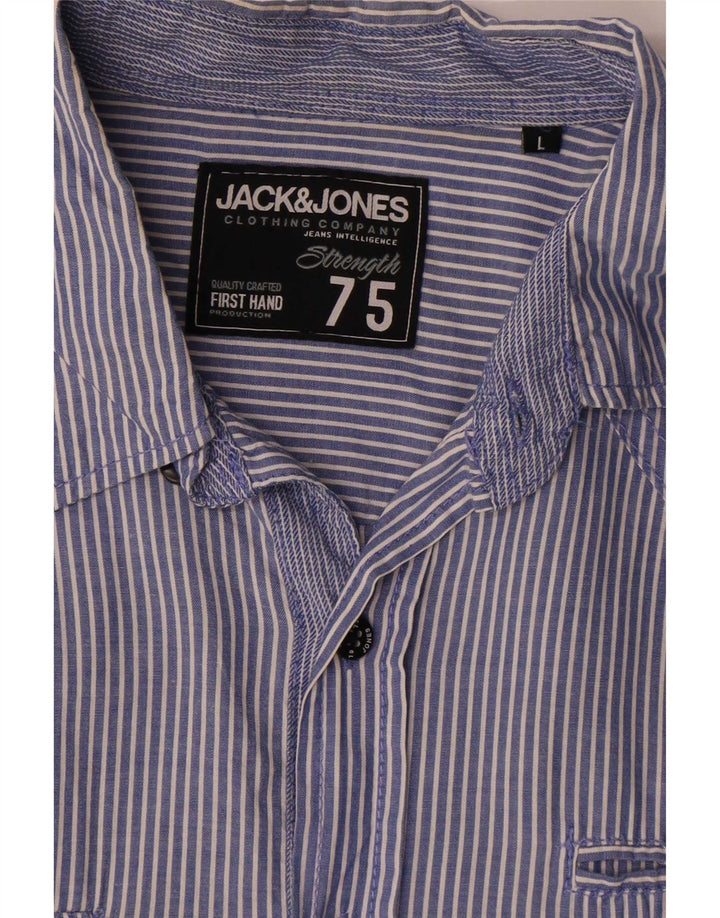 Camicia a maniche corte da uomo Jack & Jones grande gessato blu
