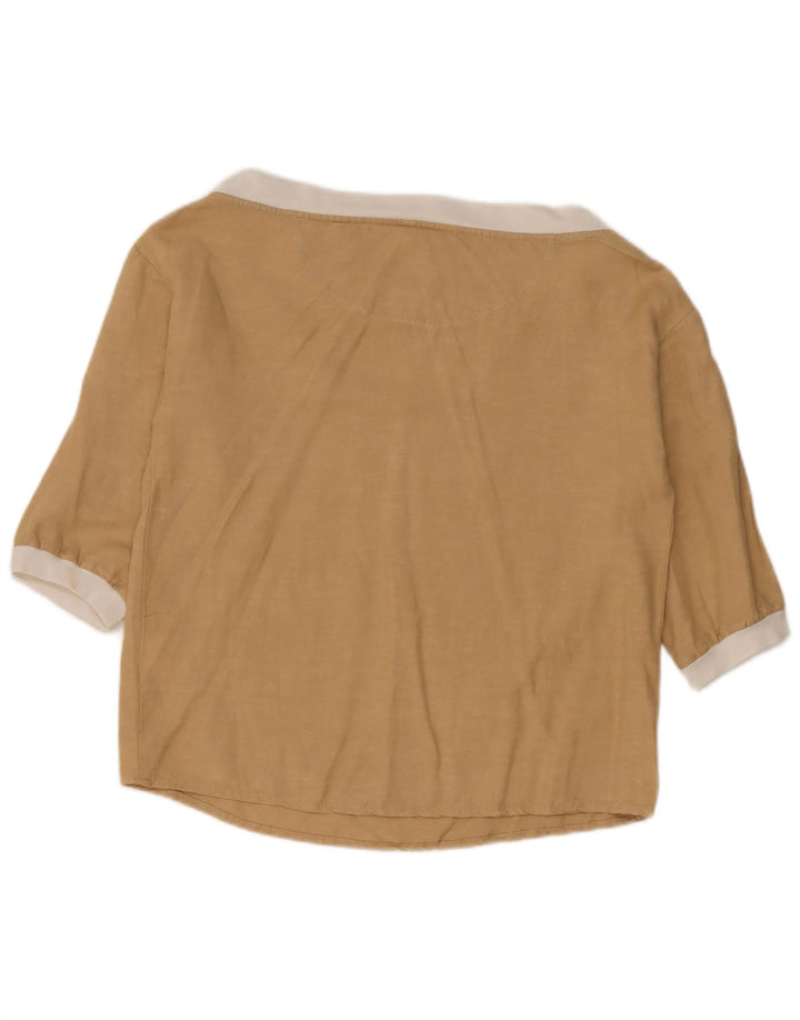Camicetta oversize da donna Benetton con maniche a 3/4 UK 6 XS Beige Viscosa