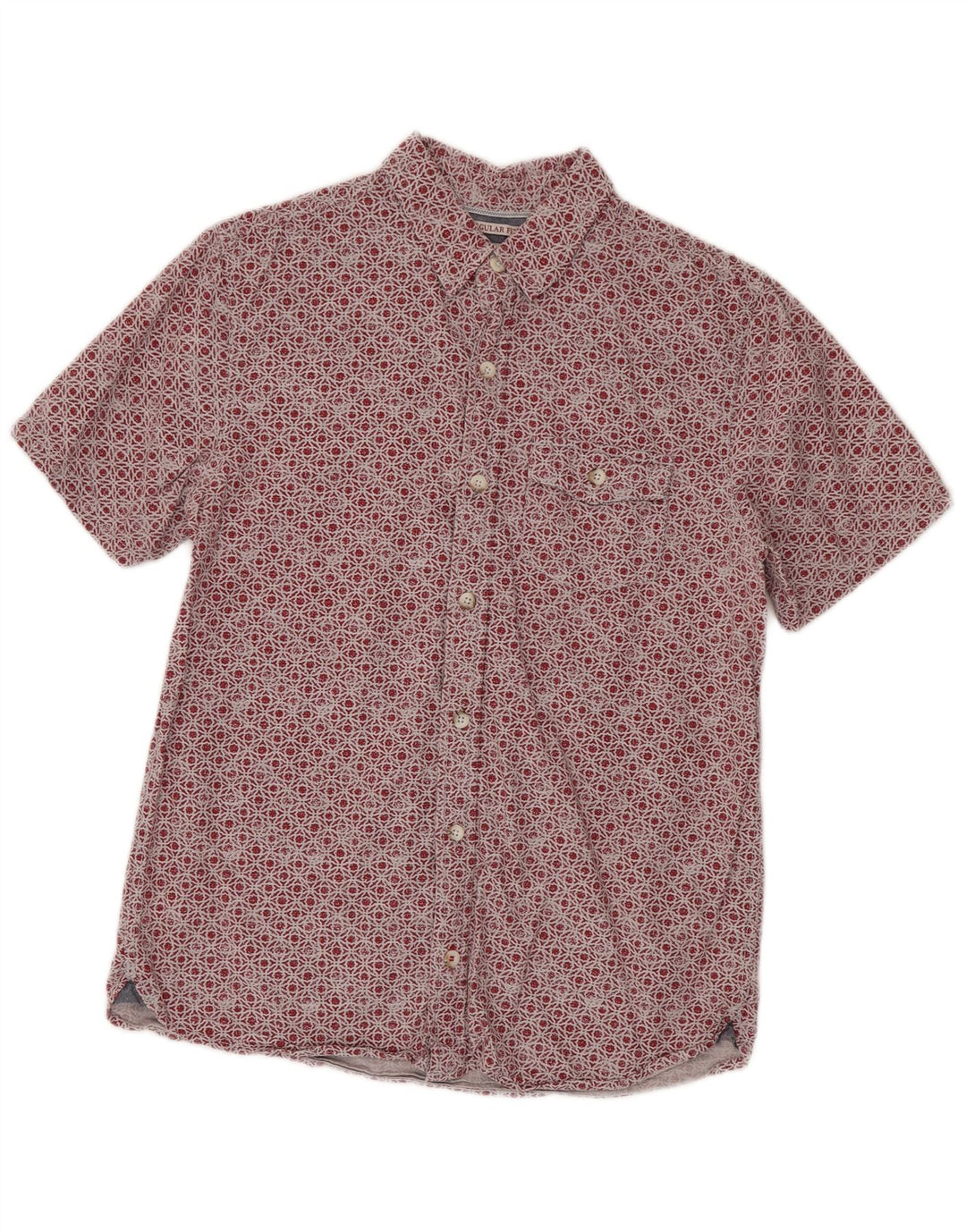 Camicia da uomo a maniche corte, vestibilità regolare, Fat Face, piccola, in cotone geometrico rosso