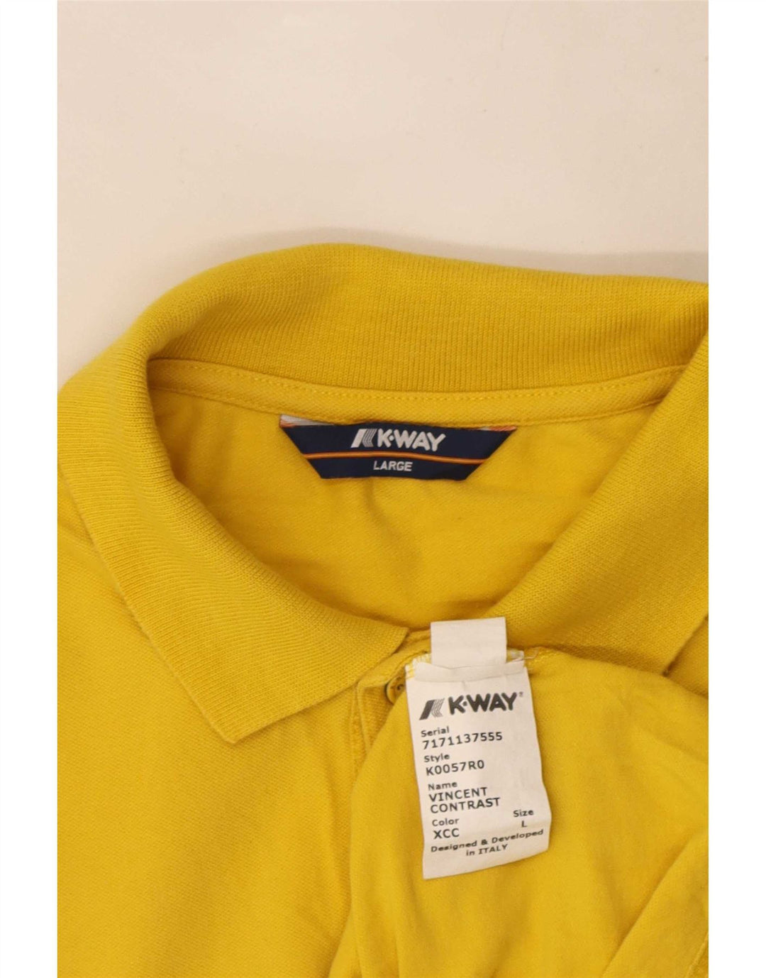 Polo K-Way da uomo grande in cotone color block giallo