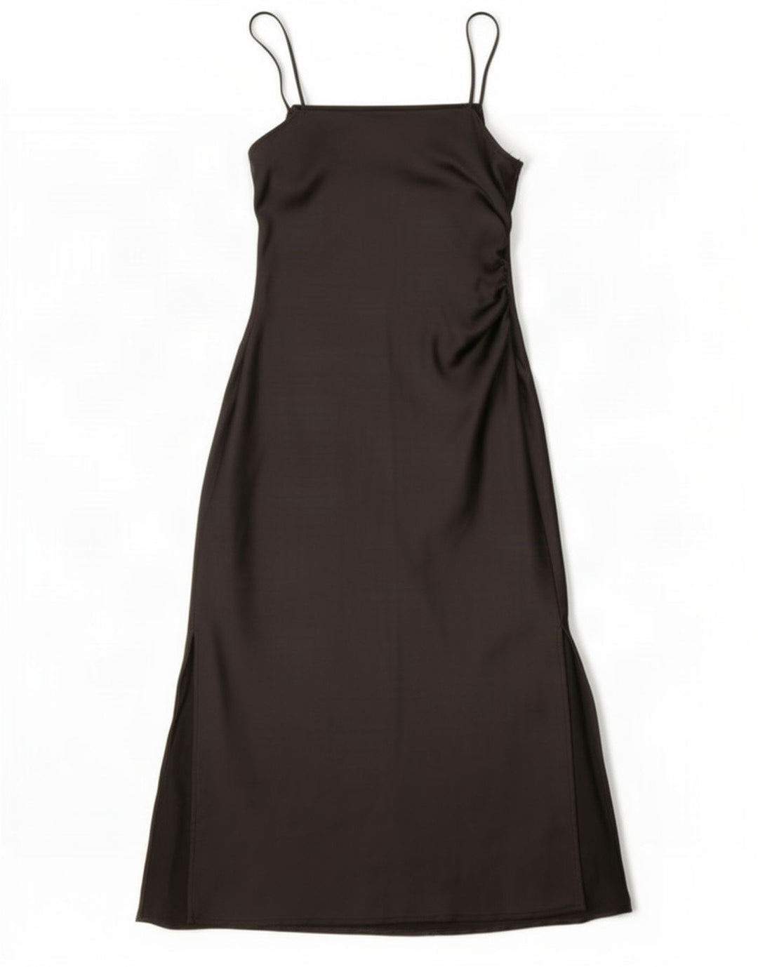Abito maxi slip da donna Zara UK 10 piccolo poliestere nero
