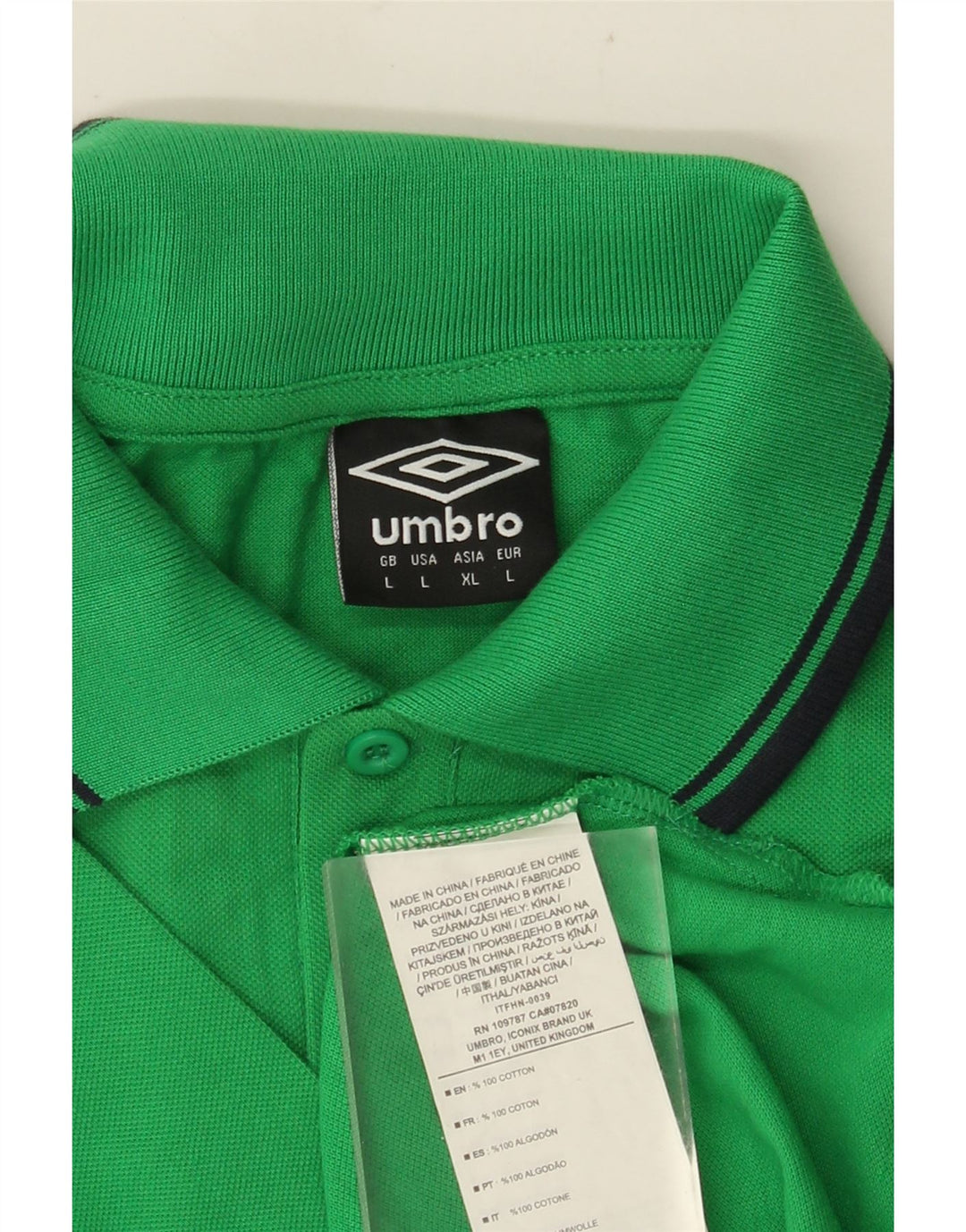 Polo da uomo UMBRO grande in cotone color block verde
