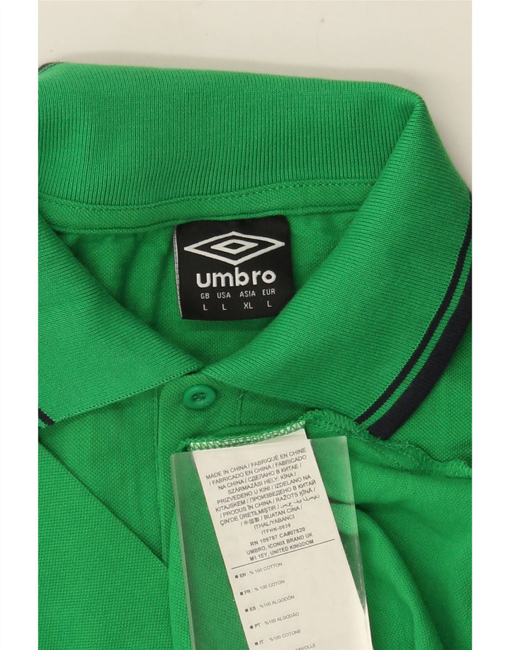 Polo da uomo UMBRO grande in cotone color block verde