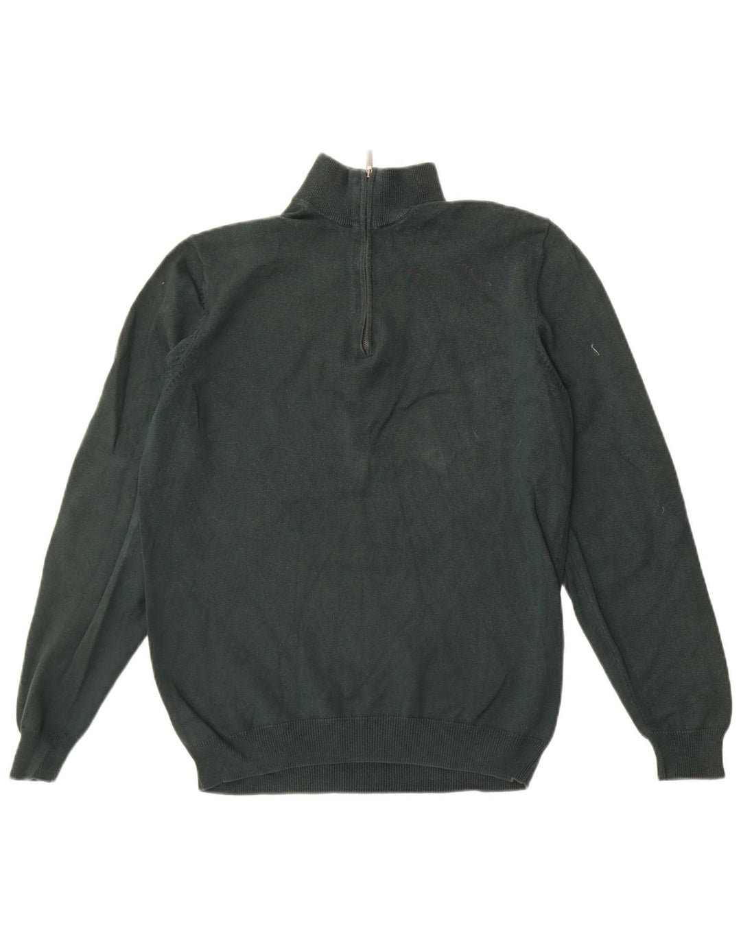 Massimo Dutti Maglione da uomo con zip e collo in cotone verde medio