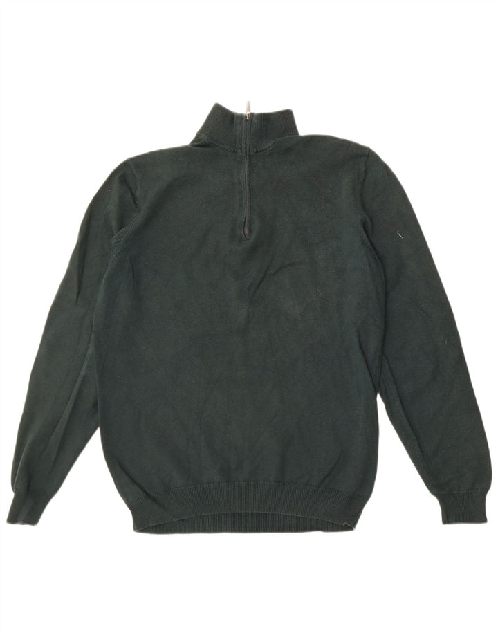 Massimo Dutti Maglione da uomo con zip e collo in cotone verde medio