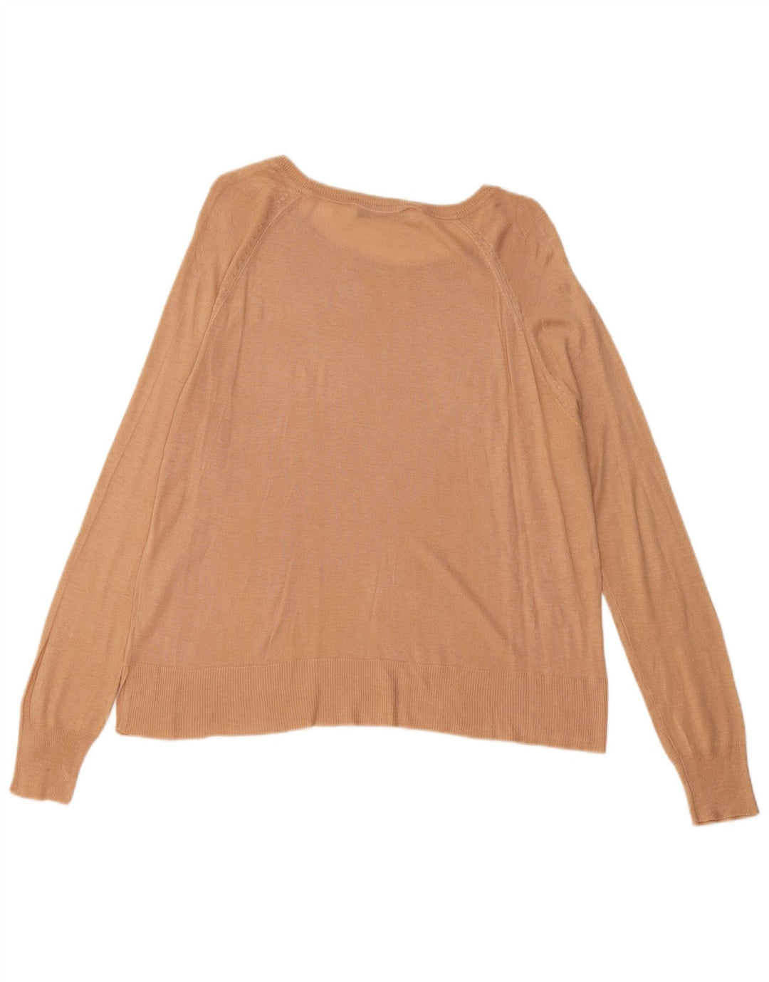 ZARA Maglione da Donna con Scollo a Barca UK 14 Beige Medio