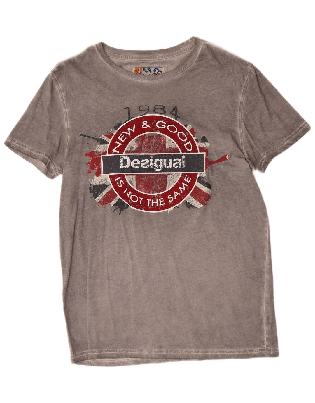 Desigual Maglietta grafica da uomo Top in cotone grigio medio