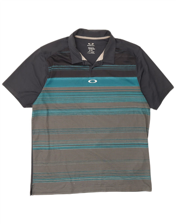 Polo Oakley da uomo vestibilità regolare XL a righe grigie
