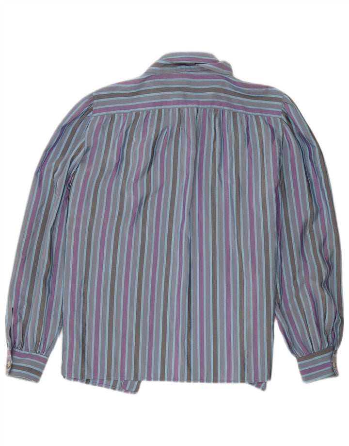 Camicia vintage da donna UK 16 a righe grandi multicolori