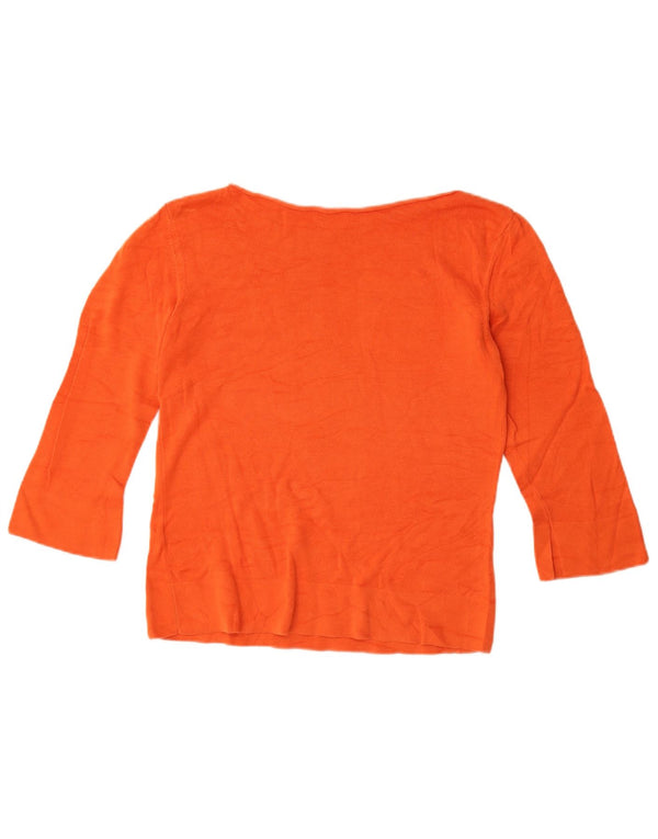 Stefanel Maglione da donna con scollo a barca con maniche a 3/4 UK 16 Large Arancione