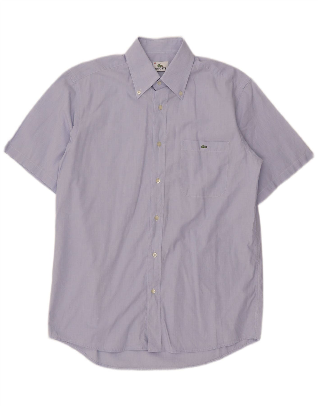 Camicia a maniche corte da uomo Lacoste taglia 40 in cotone blu medio