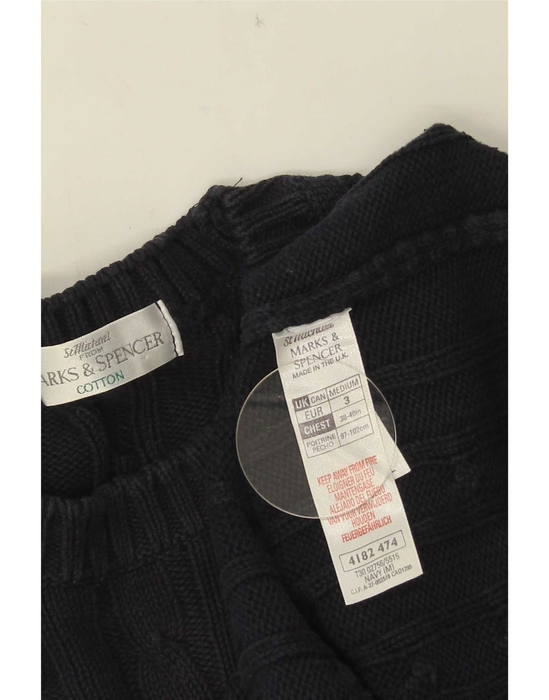 Maglione maglione girocollo da uomo Marks & Spencer cotone medio blu navy