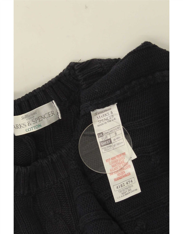 Maglione maglione girocollo da uomo Marks & Spencer cotone medio blu navy