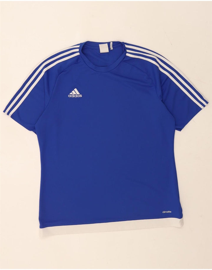 T-shirt Adidas Climalite da uomo, grande, in poliestere color block blu
