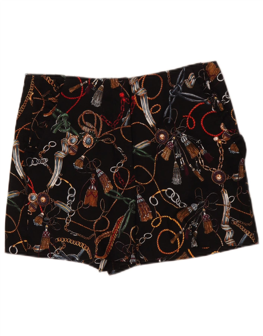 Pantaloncini chino a vita alta da donna con motivo astratto Zara medi W28 neri