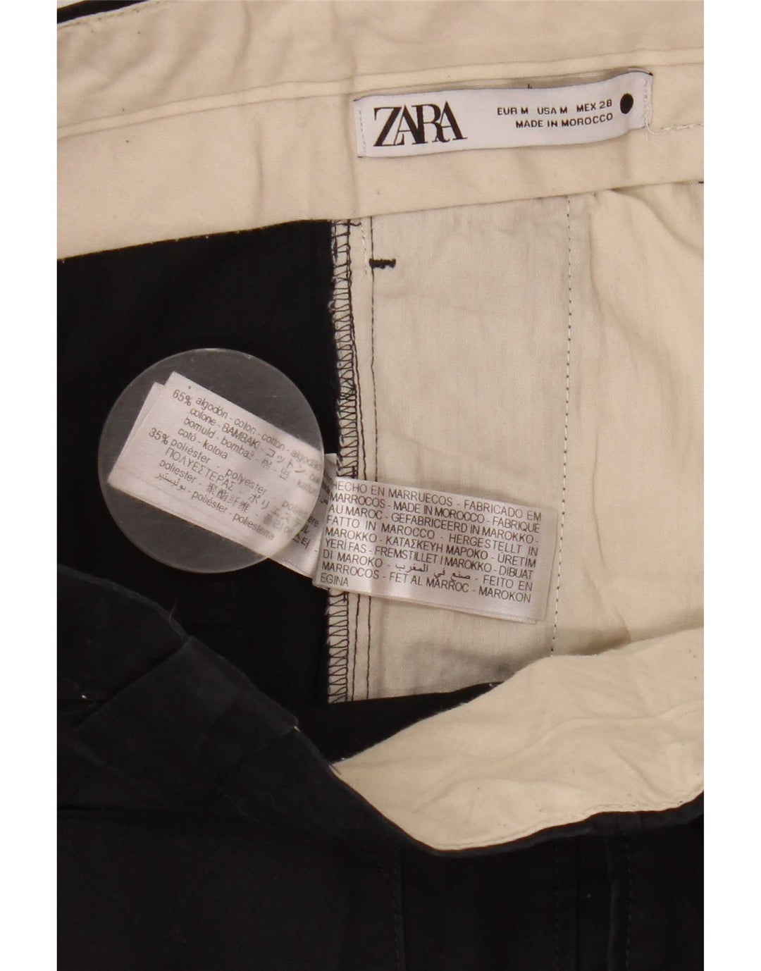 Pantaloni cropped da donna Zara medi W28 L24 cotone nero