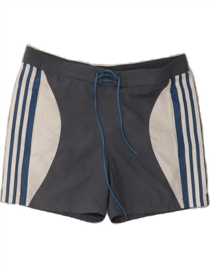 ADIDAS Mens Graphic Swimming Shorts Small  Grey Colourblock Polyester Vintage Adidas and Second-Hand Adidas from Messina Hembry 