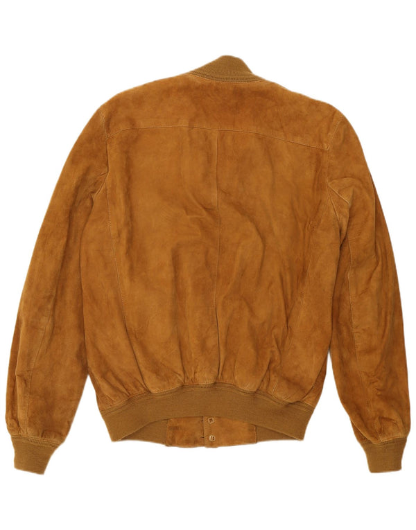 Giubbotto bomber vintage in pelle scamosciata da uomo IT 50 in pelle beige medio