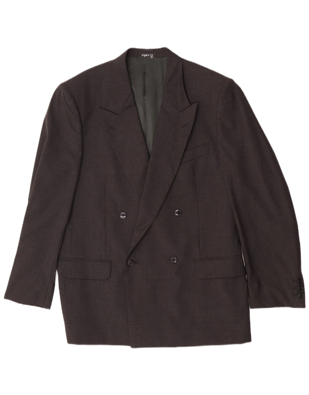 Giacca Blazer Doppiopetto Uomo Ungaro IT 50 Large Grigio Lana Vergine