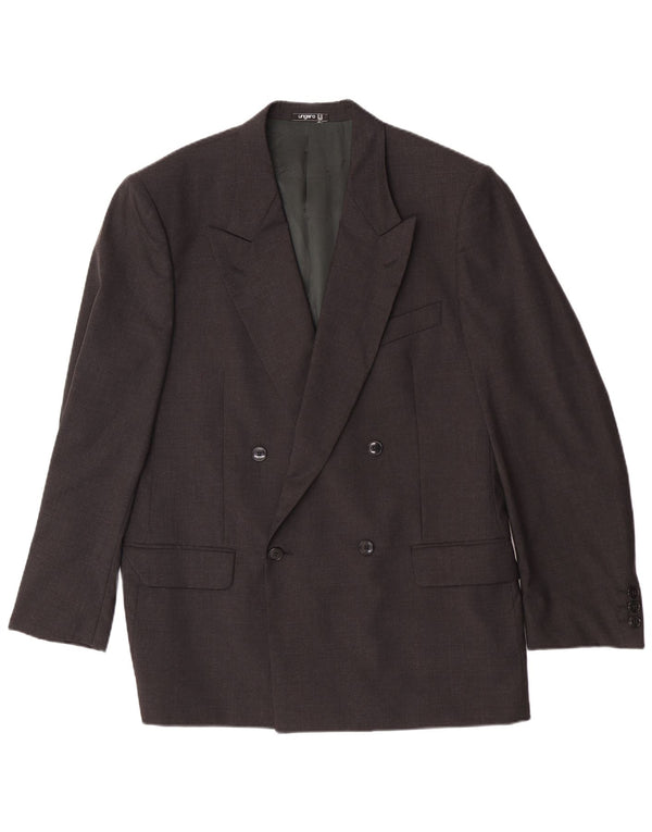 Giacca Blazer Doppiopetto Uomo Ungaro IT 50 Large Grigio Lana Vergine