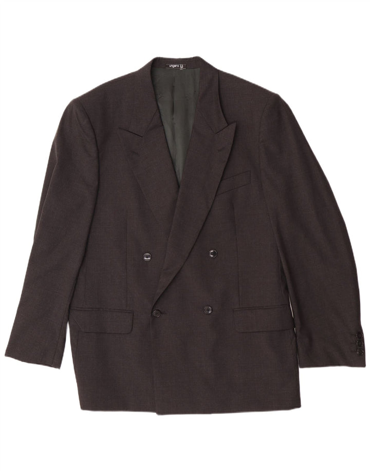 Giacca Blazer Doppiopetto Uomo Ungaro IT 50 Large Grigio Lana Vergine
