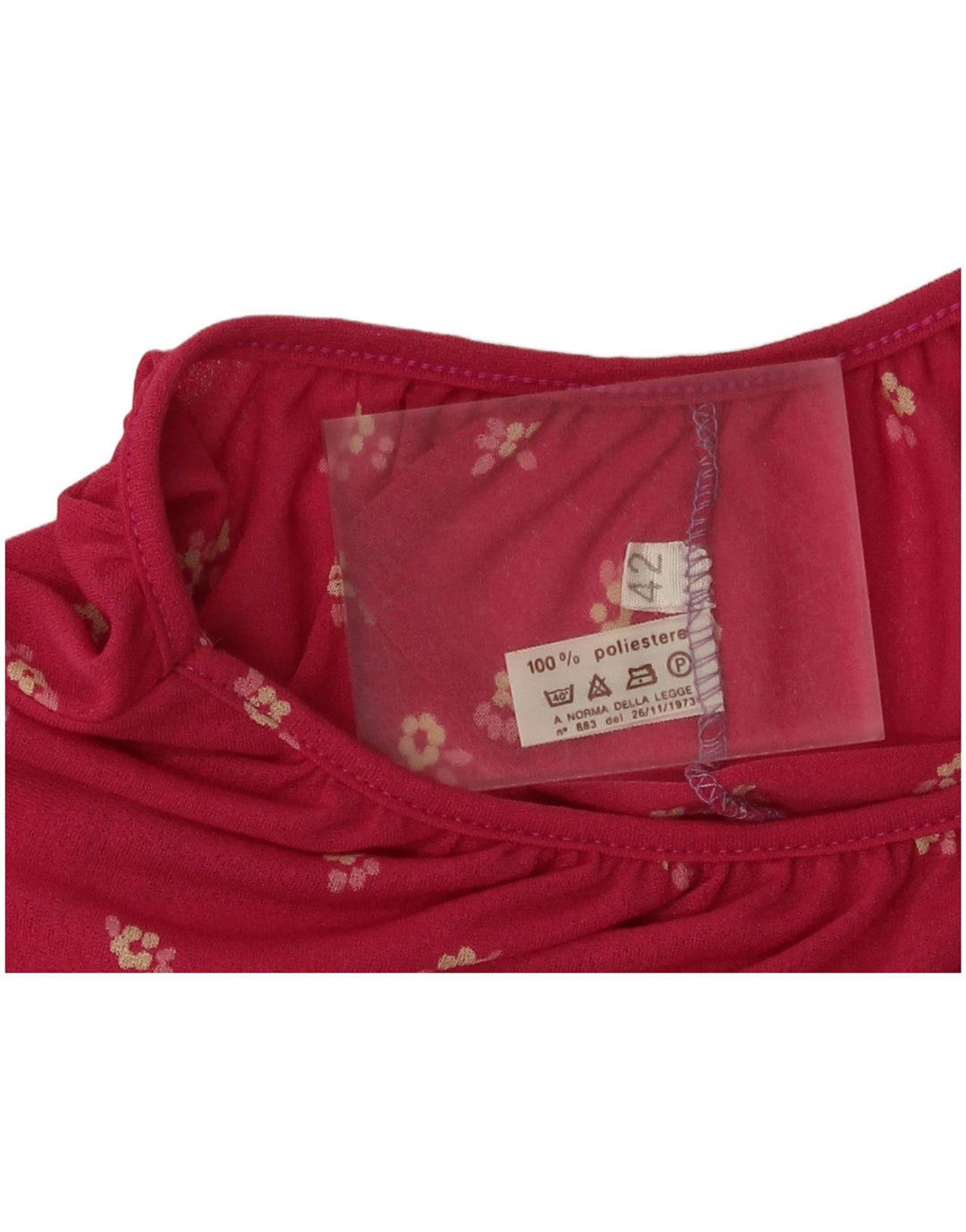 Abito a tunica vintage da donna EU 42 Grande poliestere floreale rosa