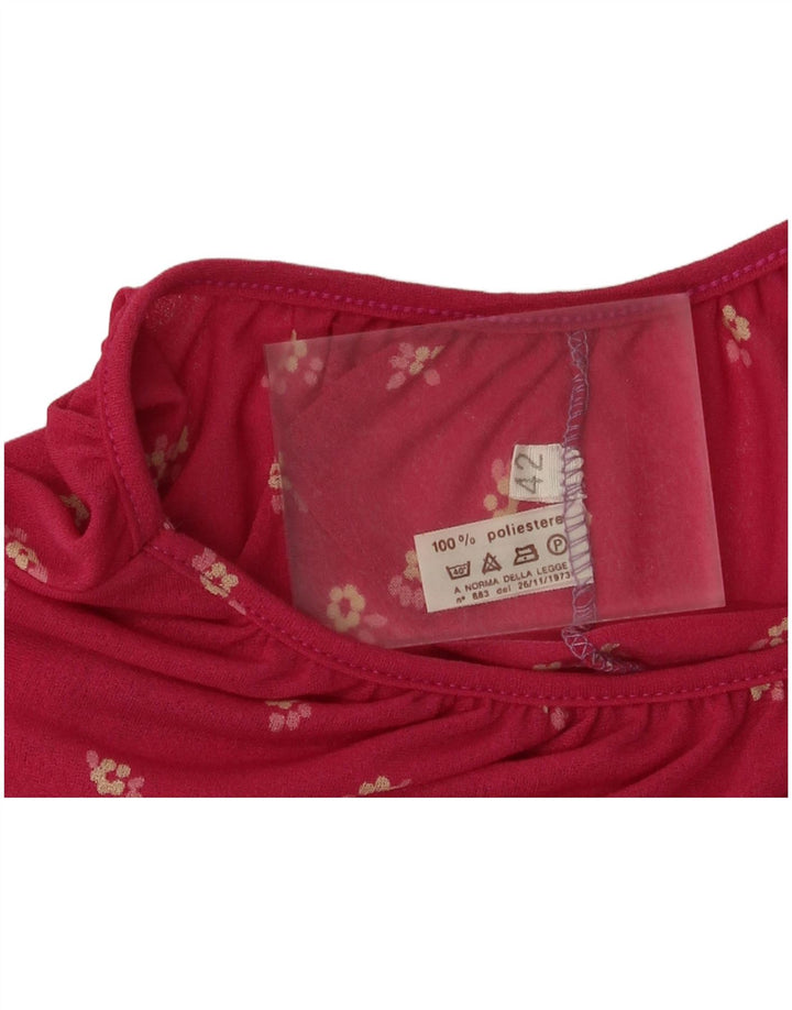 Abito a tunica vintage da donna EU 42 Grande poliestere floreale rosa