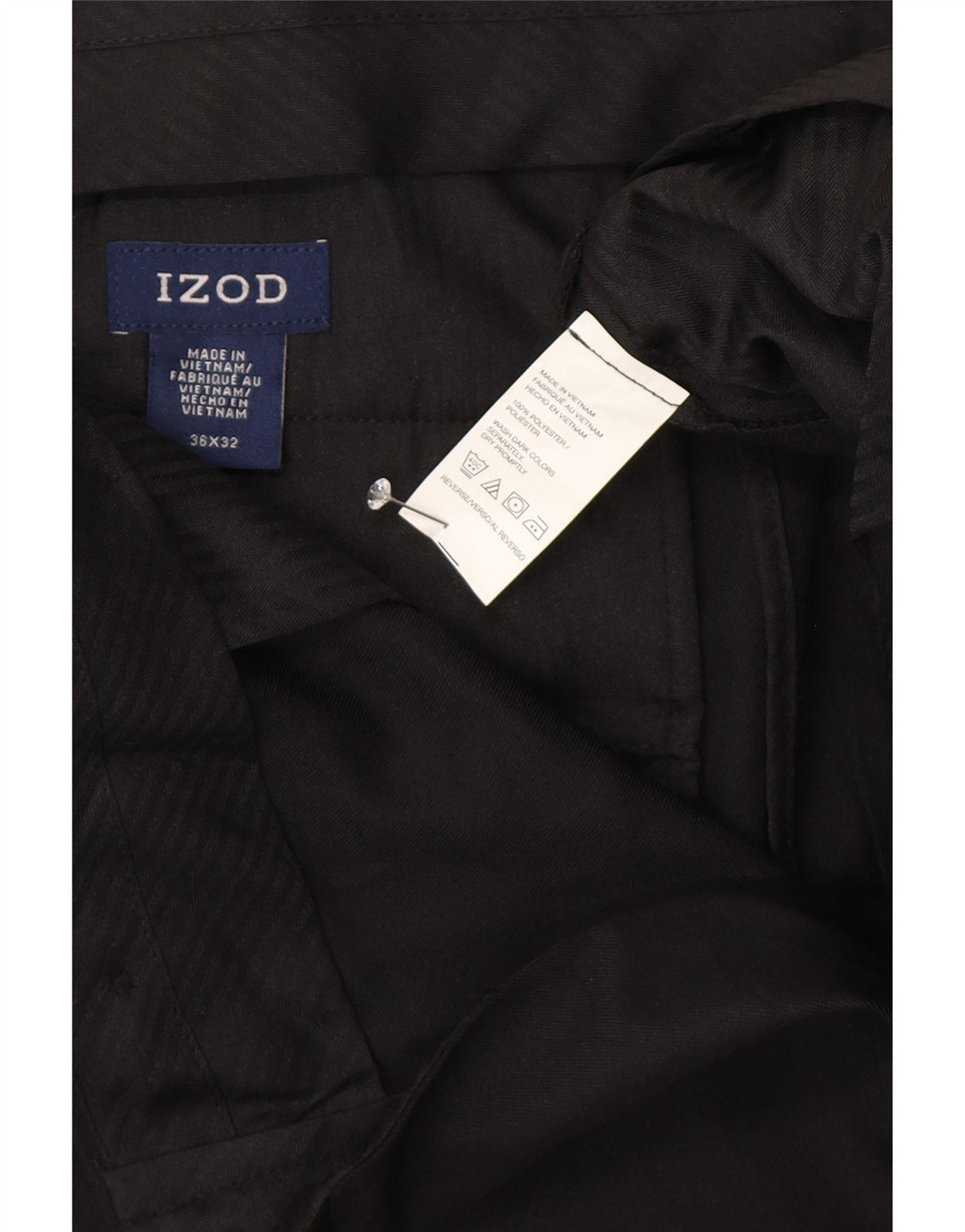 Pantaloni da abito dritti da uomo Izod W36 L26 poliestere nero