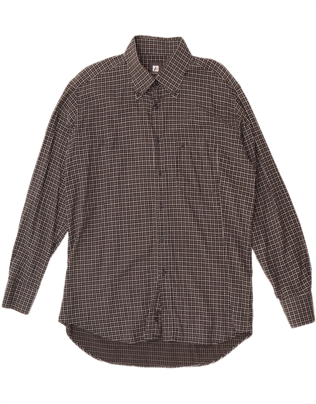 Camicia da uomo Roccobarocco Taglia 44 17 1/2 XL Nero a quadri Cotone