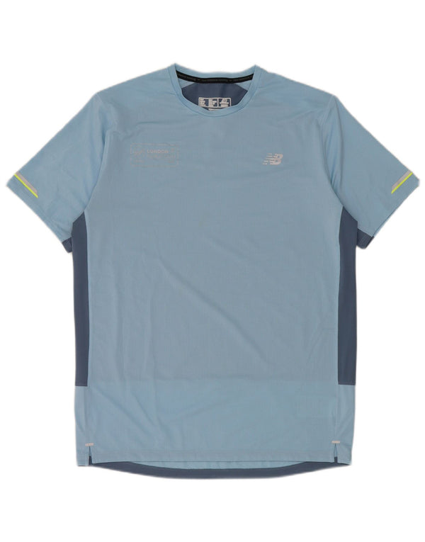 T-shirt da uomo New Balance Top in poliestere color block blu medio