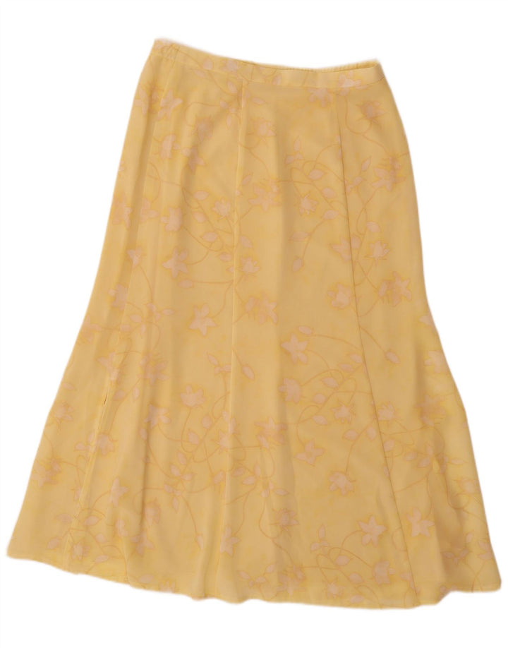 Gonna a trapezio da donna JACQUES VERT UK 12 media W30 poliestere floreale giallo